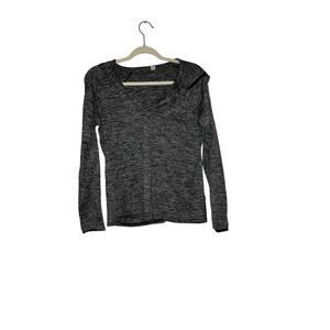 Under Armour HeatGear Gray Hooded Long Sleeve Athletic Top Size Large